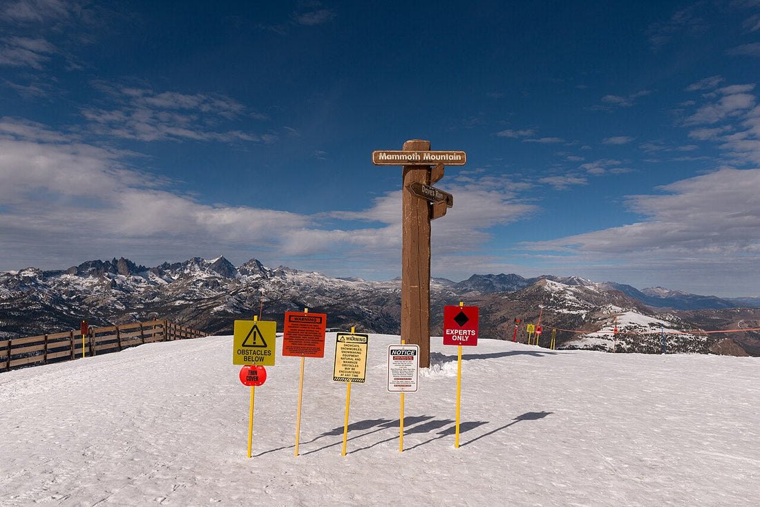 Top of Mammoth Mountain ski area with views of the Eastern Sierra