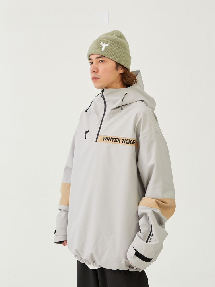 Winter Ticket Grey Freeride 3L Pullover Jacket [Limited Region] Winter Ticket | Snowears.com