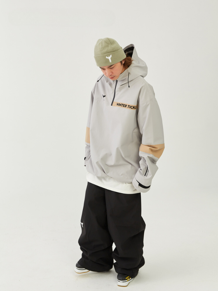 Winter Ticket Grey Freeride 3L Pullover Jacket [Limited Region] Winter Ticket | Snowears.com