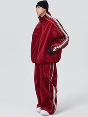 [Clearance] Side Stripe Velvet Baggy Shell Snow Suit -  Unisex | Searipe