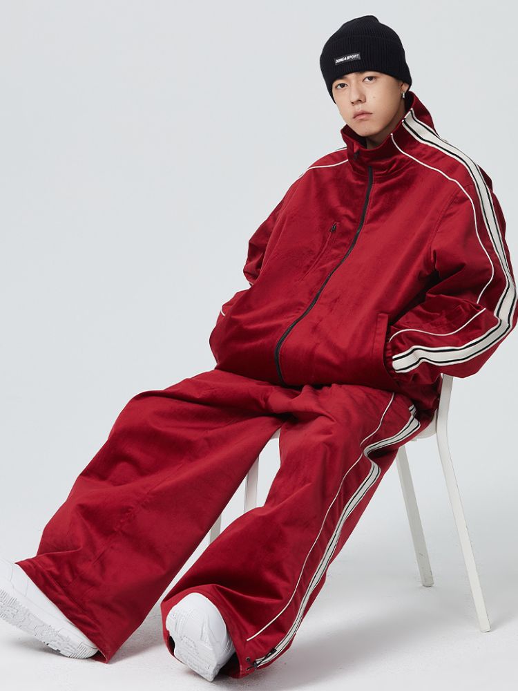 Searipe Side Stripe Velvet Baggy Shell Snow Suit - Men's