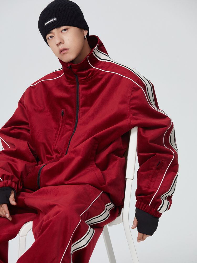 Side Stripe Velvet Baggy Shell Snow Suit - Men's | Searipe