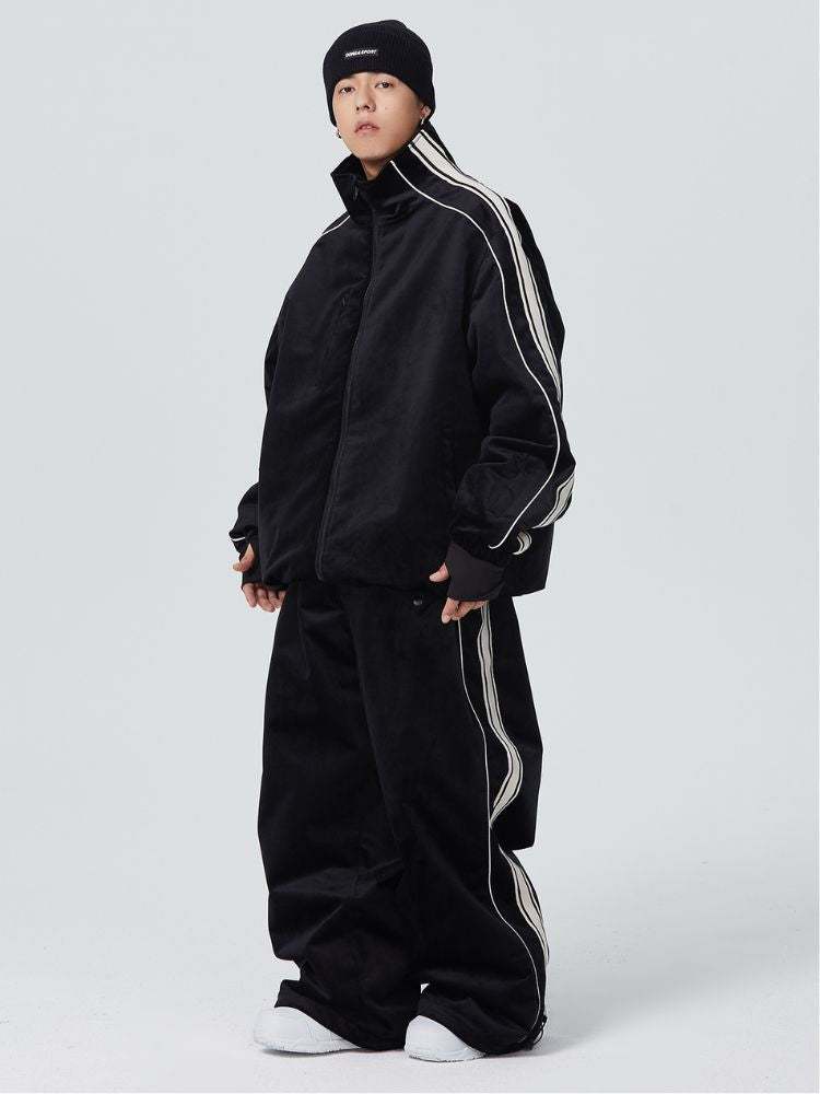 Searipe Side Stripe Velvet Baggy Shell Snow Suit - Men's