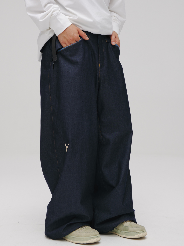 Winter Ticket Denim Baggy Ski Pants - Unisex Winter Ticket | Snowears.com