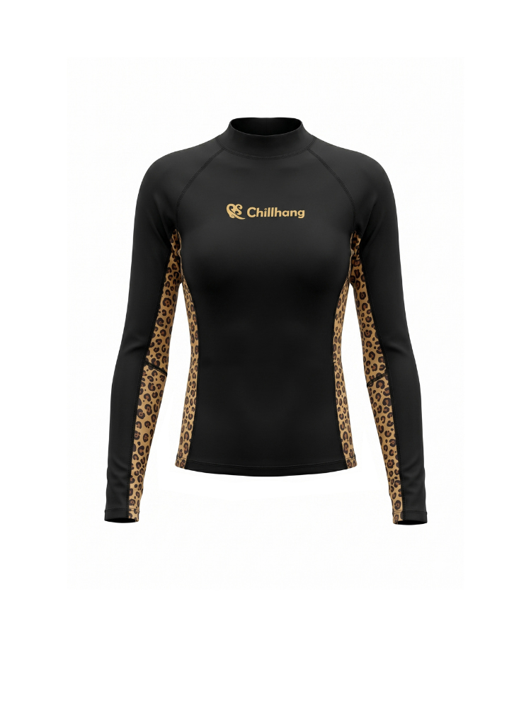 UPF50+ Leopard Long Sleeve Rash Guard - Women's | ChillHang