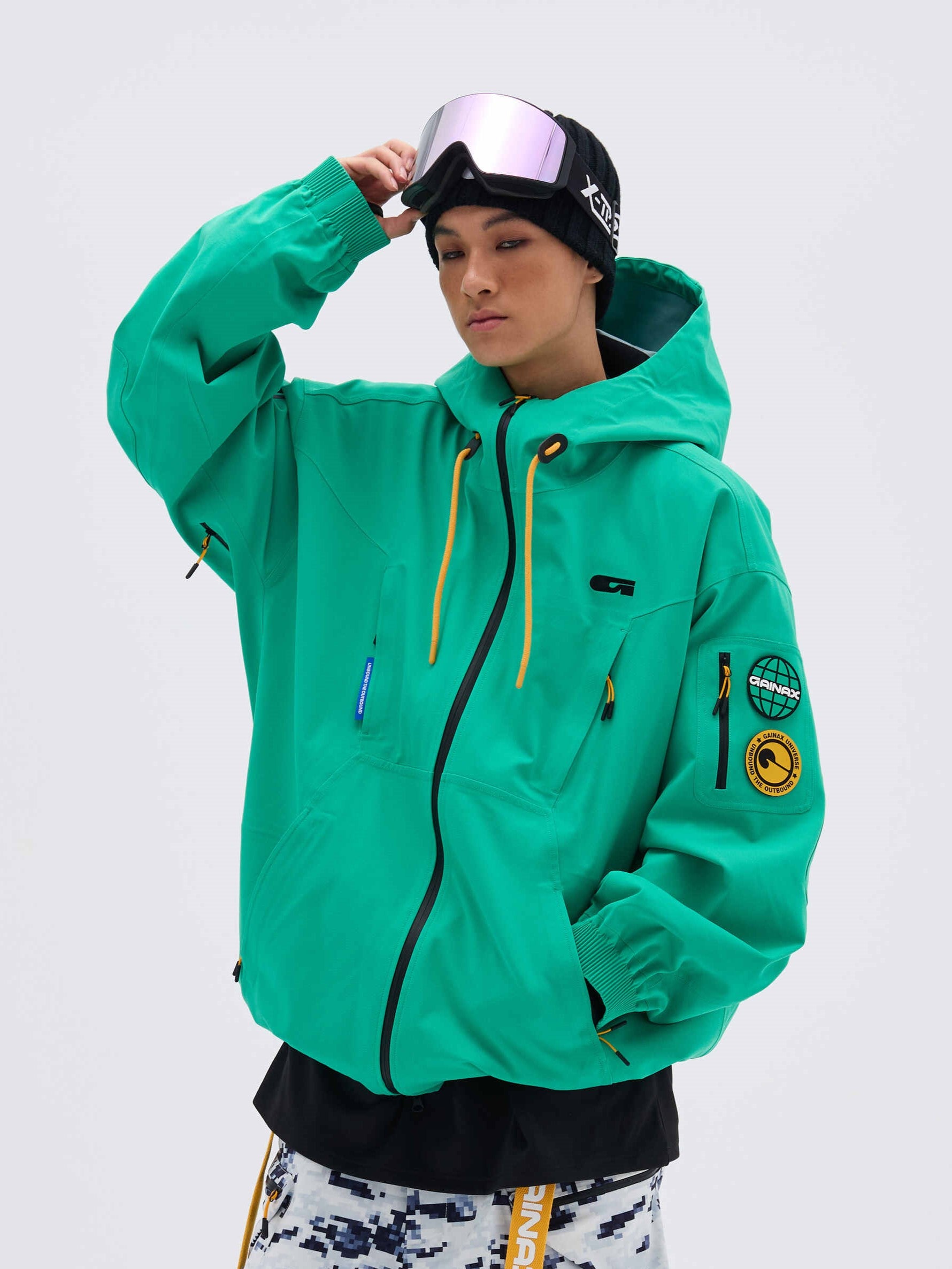 REBEL 3L Waterproof Freeride Ski Jacket  Green - Unisex | GAINAX