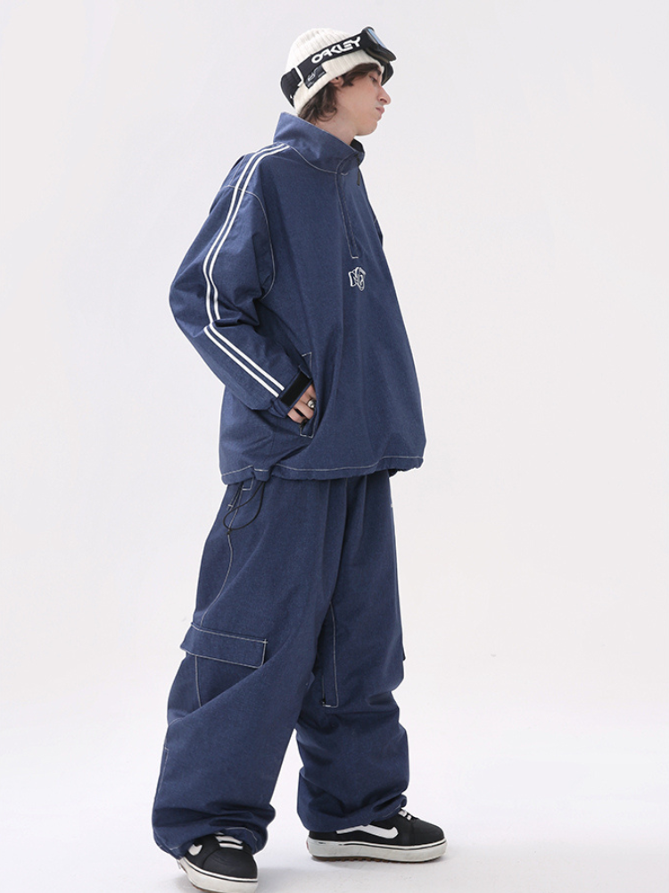 Molocoster Loose Fit Denim Ski Pullover – Unisex