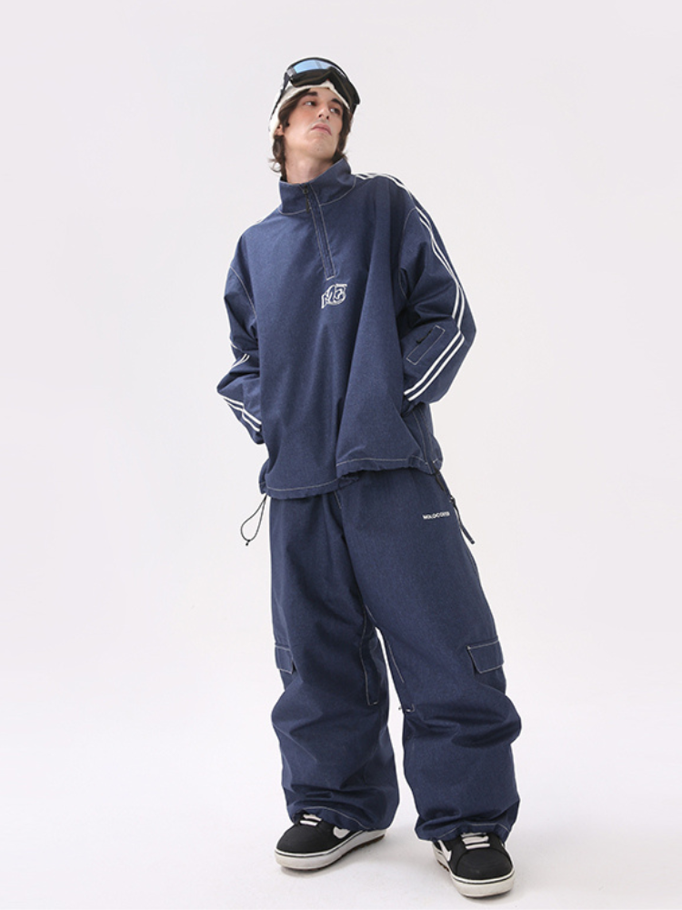 Molocoster Loose Fit Denim Ski Pullover – Unisex