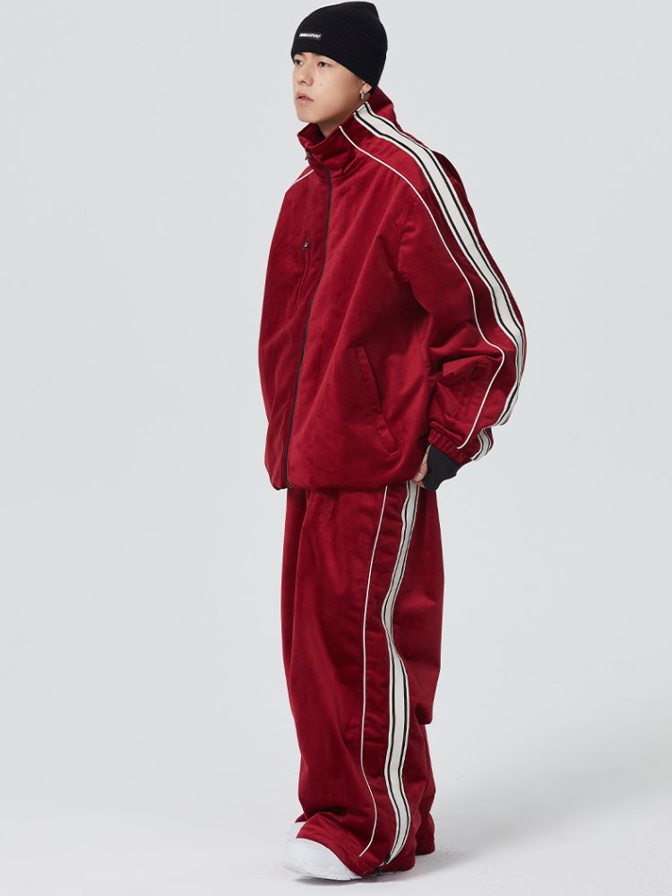 Side Stripe Velvet Baggy Shell Snow Suit - Men's | Searipe