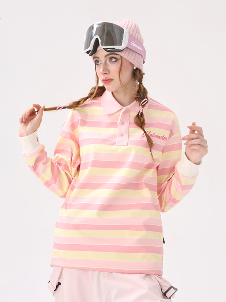 Molocoster Pink & Yellow Striped Ski Sweatshirt – Women’s