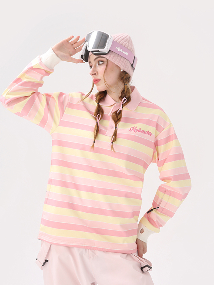 Molocoster Pink & Yellow Striped Ski Sweatshirt – Women’s