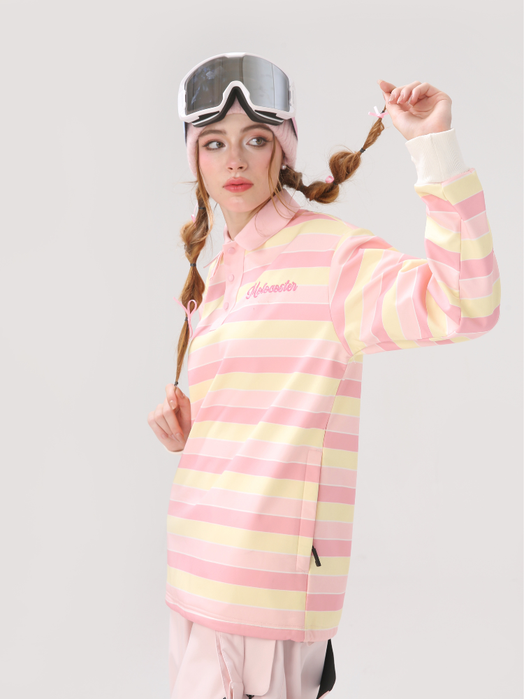 Molocoster Pink & Yellow Striped Ski Sweatshirt – Women’s