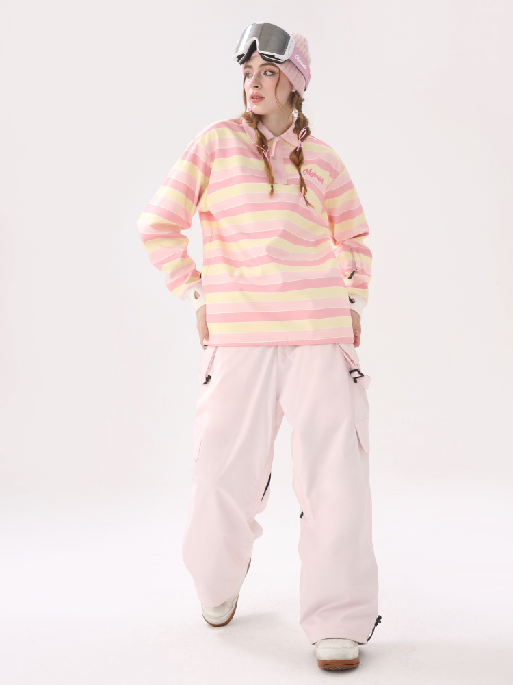 Molocoster Pink & Yellow Striped Ski Sweatshirt – Women’s