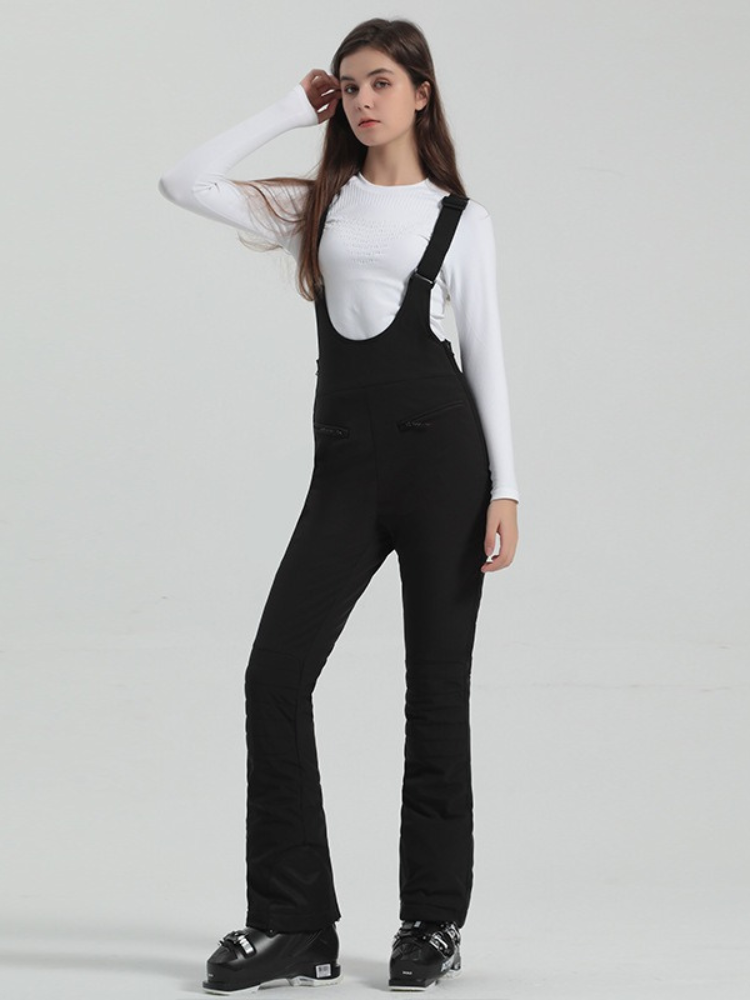 High Rise Flare Snow Bib Pants - Women's | Gsou Snow