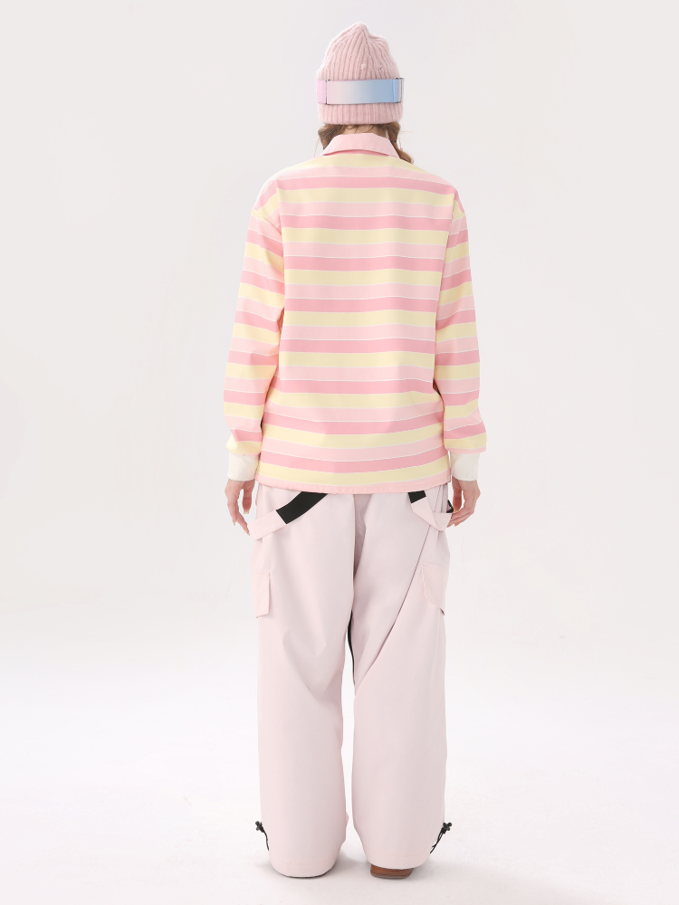 Molocoster Pink & Yellow Striped Ski Sweatshirt – Women’s