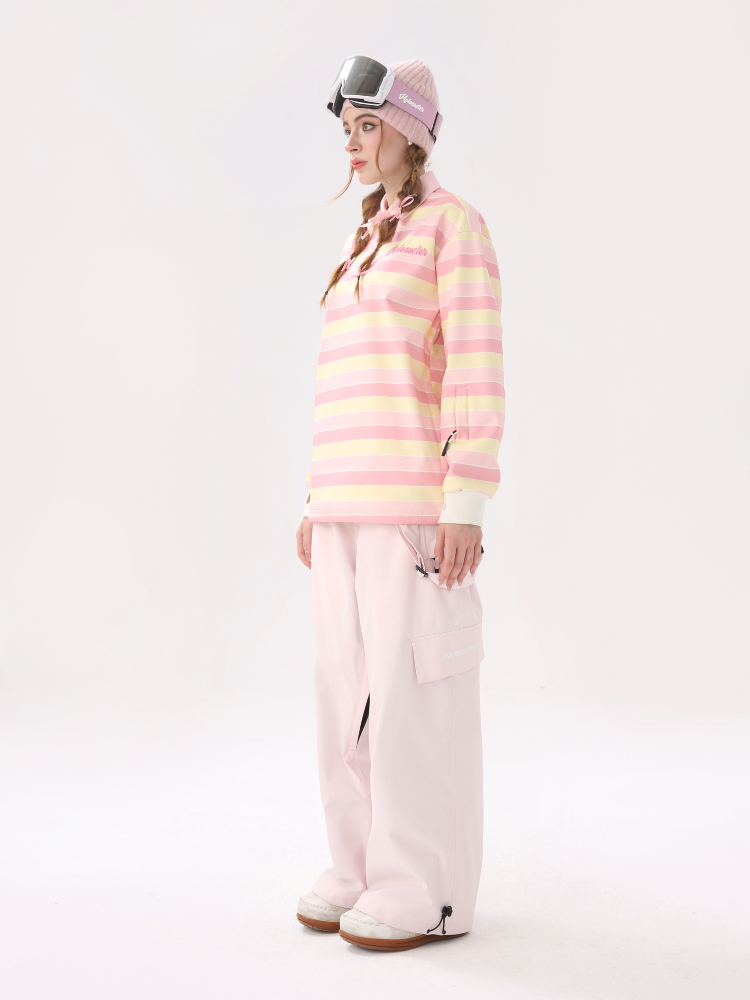 Molocoster Pink & Yellow Striped Ski Sweatshirt – Women’s