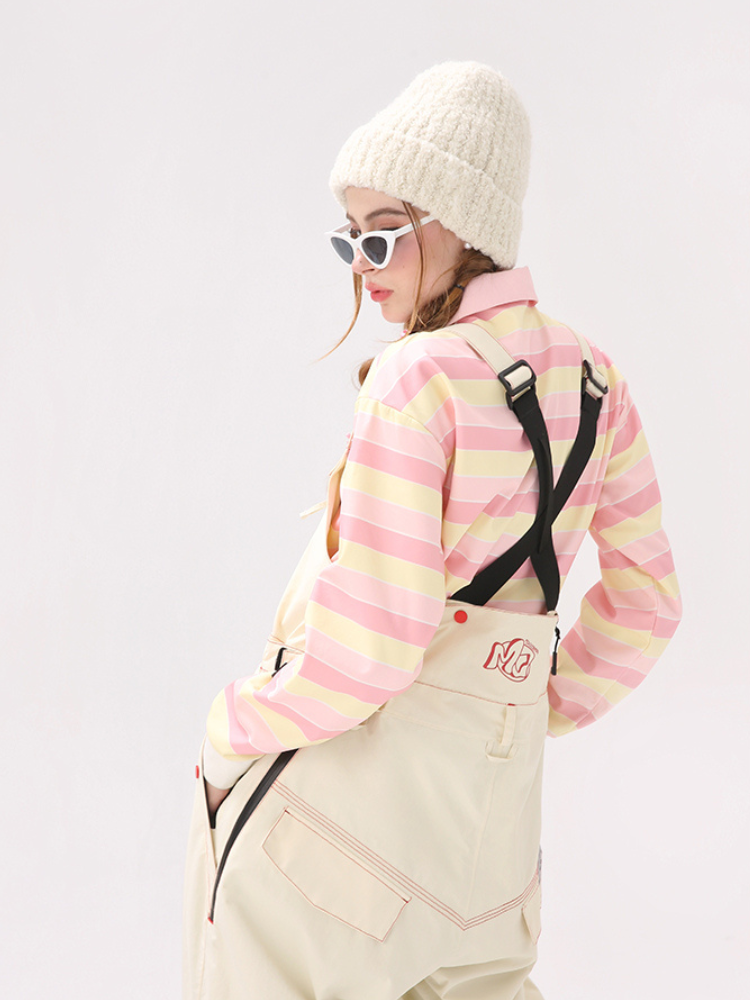 Molocoster Pink & Yellow Striped Ski Sweatshirt – Women’s