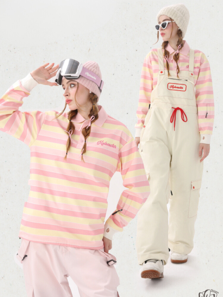 Molocoster Pink & Yellow Striped Ski Sweatshirt – Women’s
