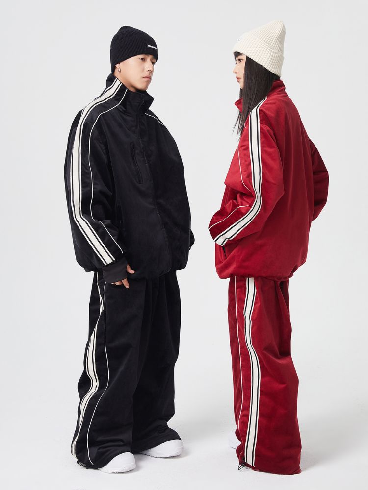 Side Stripe Velvet Baggy Shell Snow Suit - Men's | Searipe
