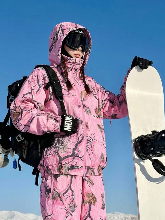 Pink Forest Camo Snowboard Jacket – Unisex | Doorek
