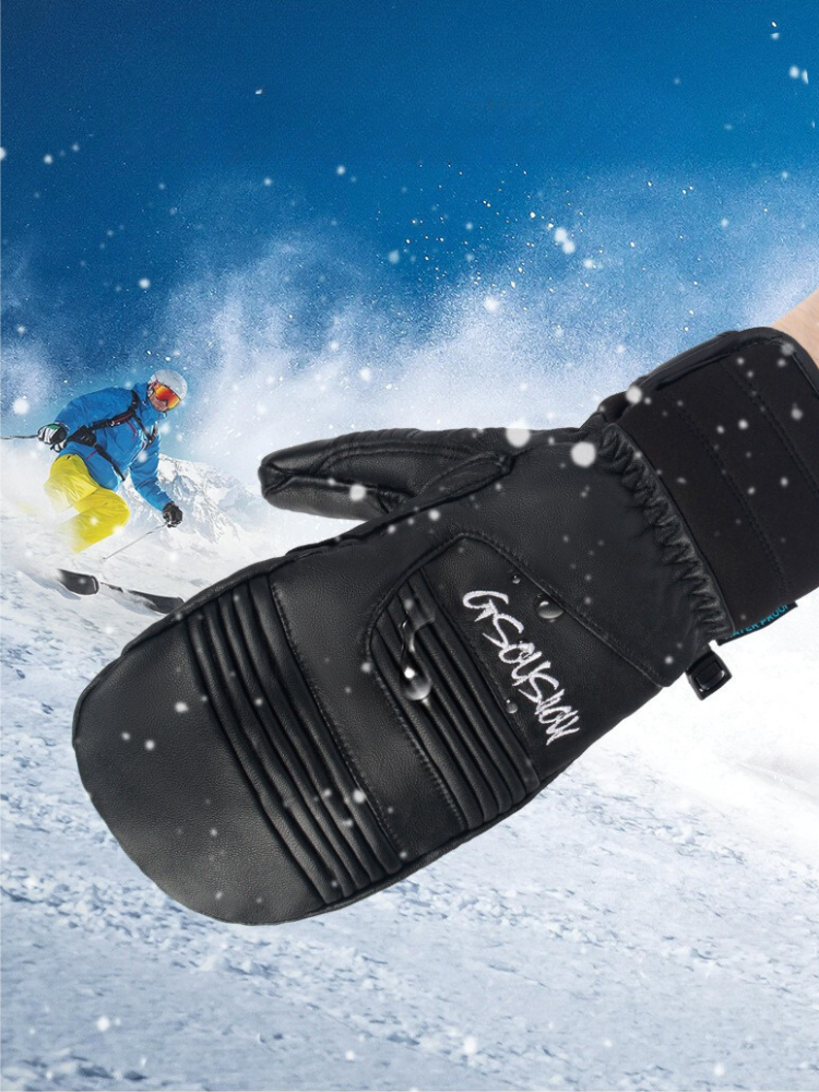 Winter Leather Ski Mittens | Gsou Snow