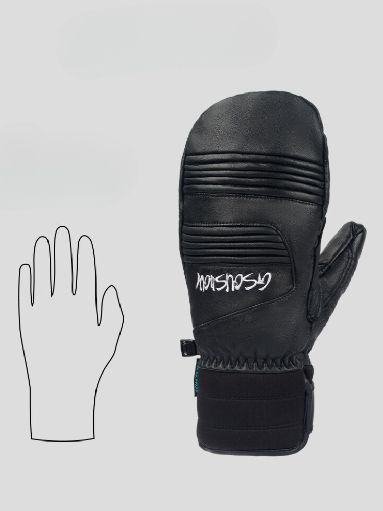 Winter Leather Ski Mittens | Gsou Snow
