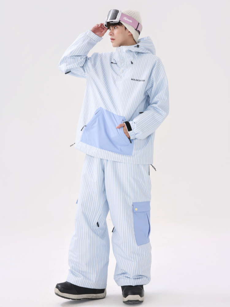 3L Striped Fleece Pullover Snow Jacket - Unisex | Molocoster
