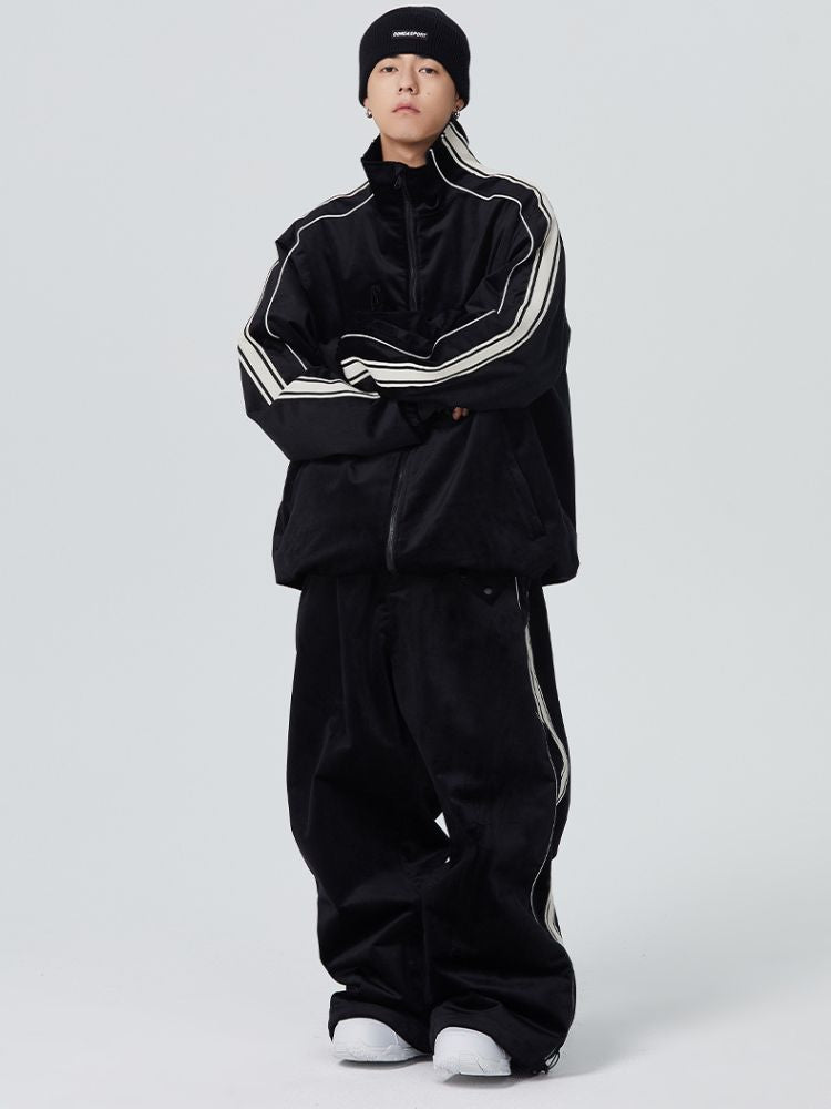 Searipe Side Stripe Velvet Baggy Shell Snow Suit - Men's