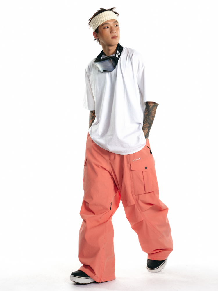 Coral Pink 20K/25K 2-Layer Cargo Snow Pants - Men's | LITAN