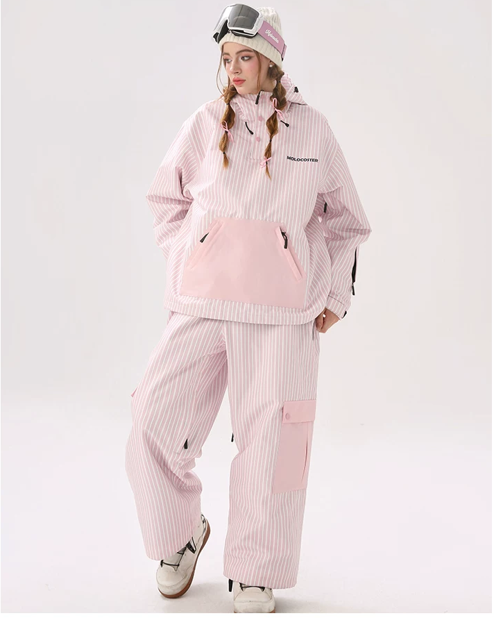 3L Striped Fleece Pullover Snow Jacket - Unisex | Molocoster
