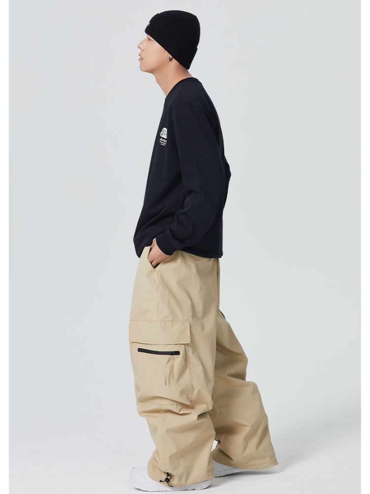 Zip Pocket Baggy Cargo Snowboard Pants - Men's | Searipe