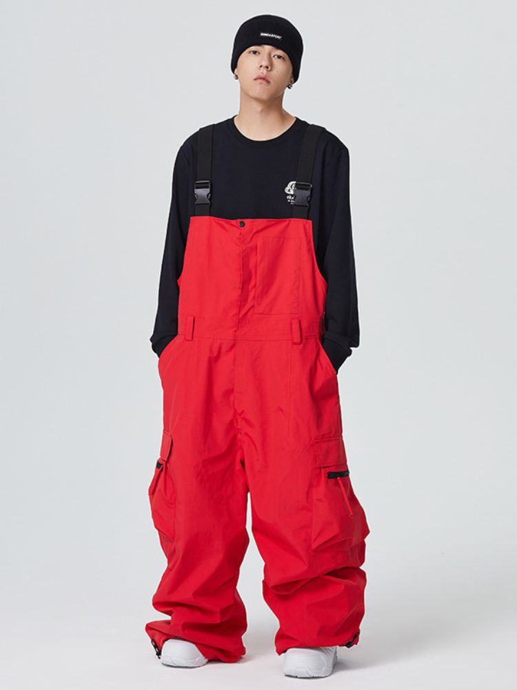 Searipe 3L Side Release Buckle Belt Baggy Snow Bibs - Men's