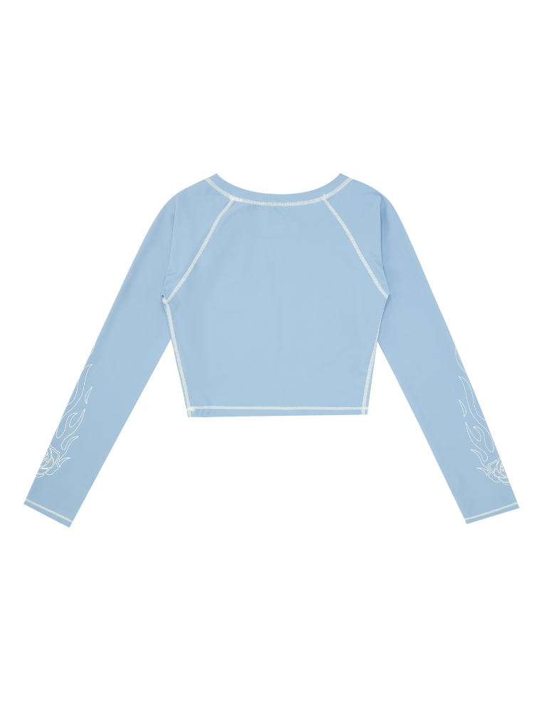 UPF50+ Stretch Cropped Flame Rash Guard – Women's | ChillHang