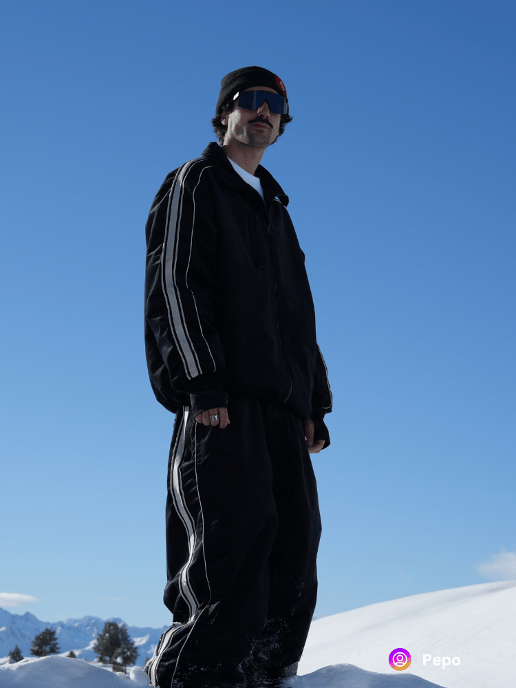 Side Stripe Velvet Baggy Shell Snow Suit - Men's | Searipe