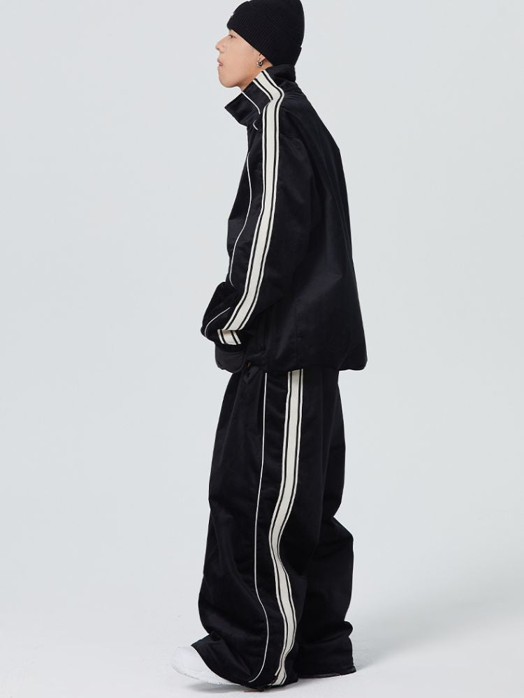 Side Stripe Velvet Baggy Shell Snow Suit - Men's | Searipe