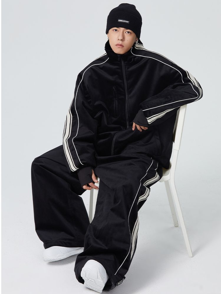 Searipe Side Stripe Velvet Baggy Shell Snow Suit - Men's