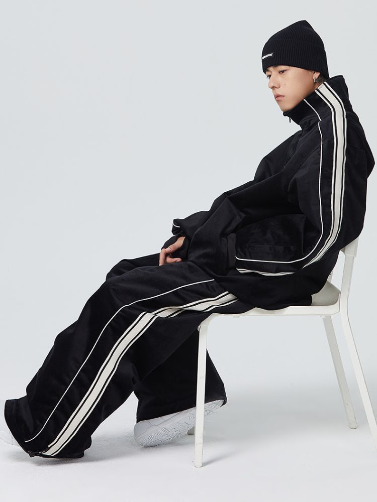 Searipe Side Stripe Velvet Baggy Shell Snow Suit - Men's