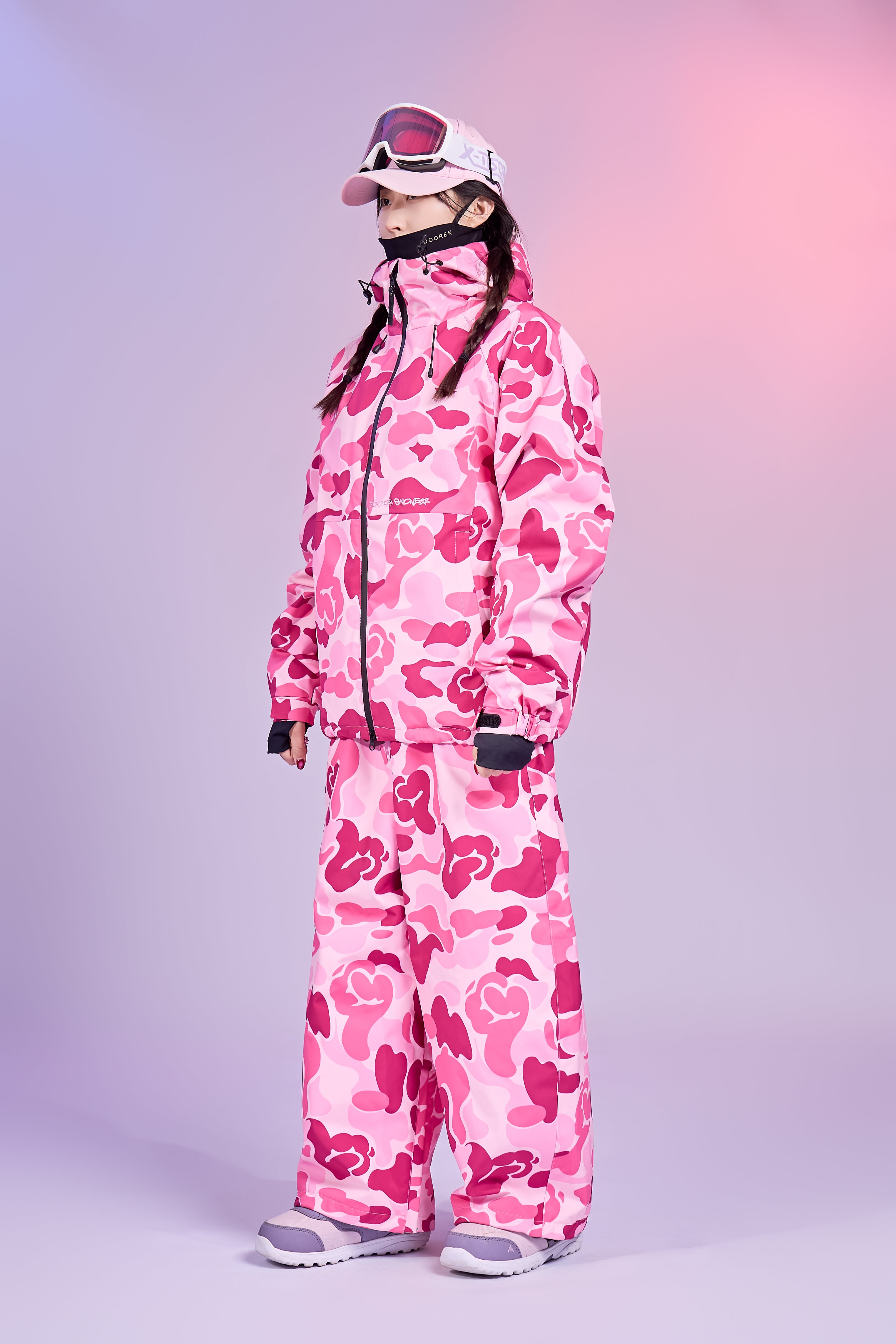 20K Waterproof 3-Layer Insulated Pink Camo Snowboard Jacket – Unisex | Doorek
