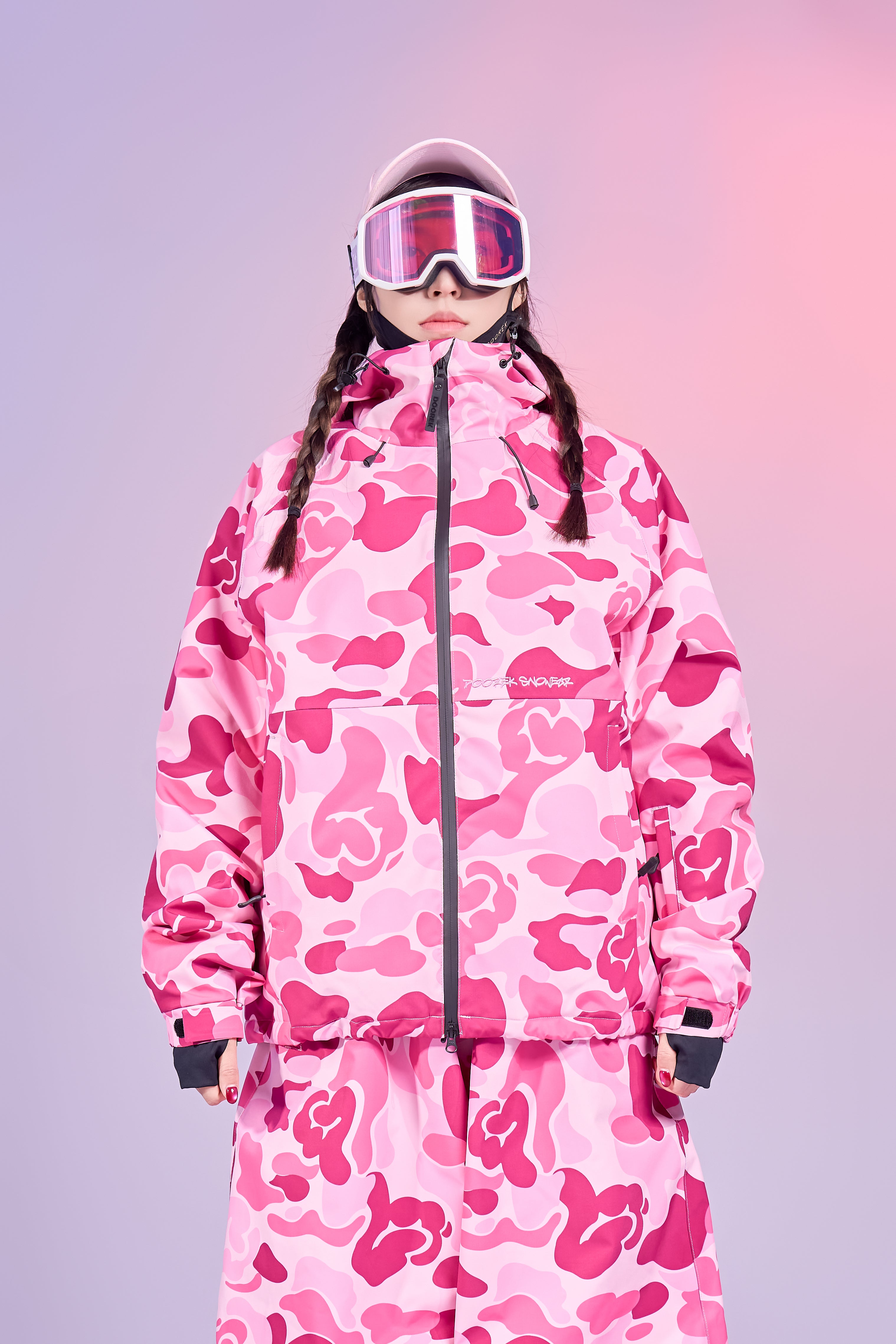 20K Waterproof 3-Layer Insulated Pink Camo Snowboard Jacket – Unisex | Doorek