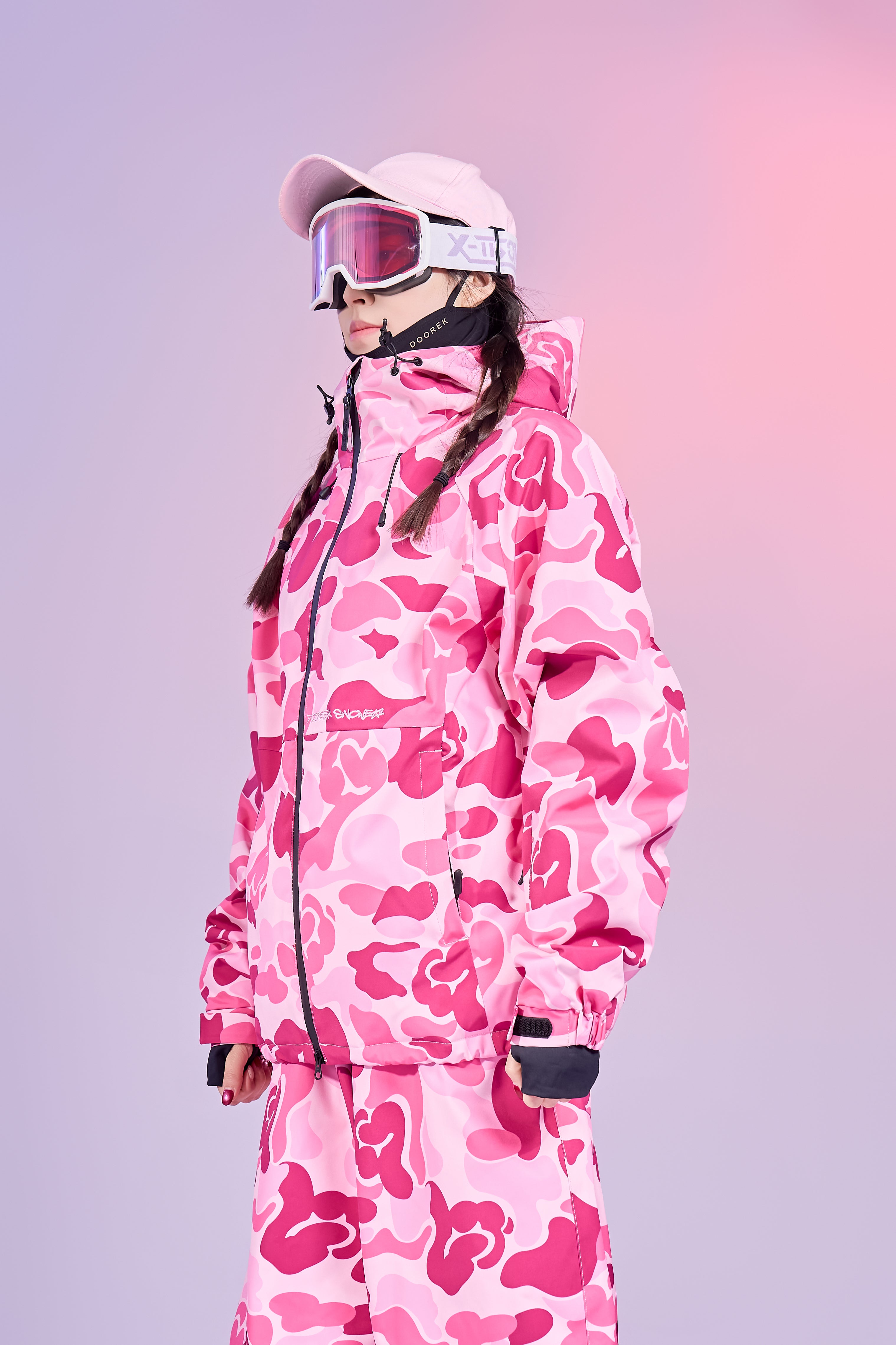 20K Waterproof 3-Layer Insulated Pink Camo Snowboard Jacket – Unisex | Doorek