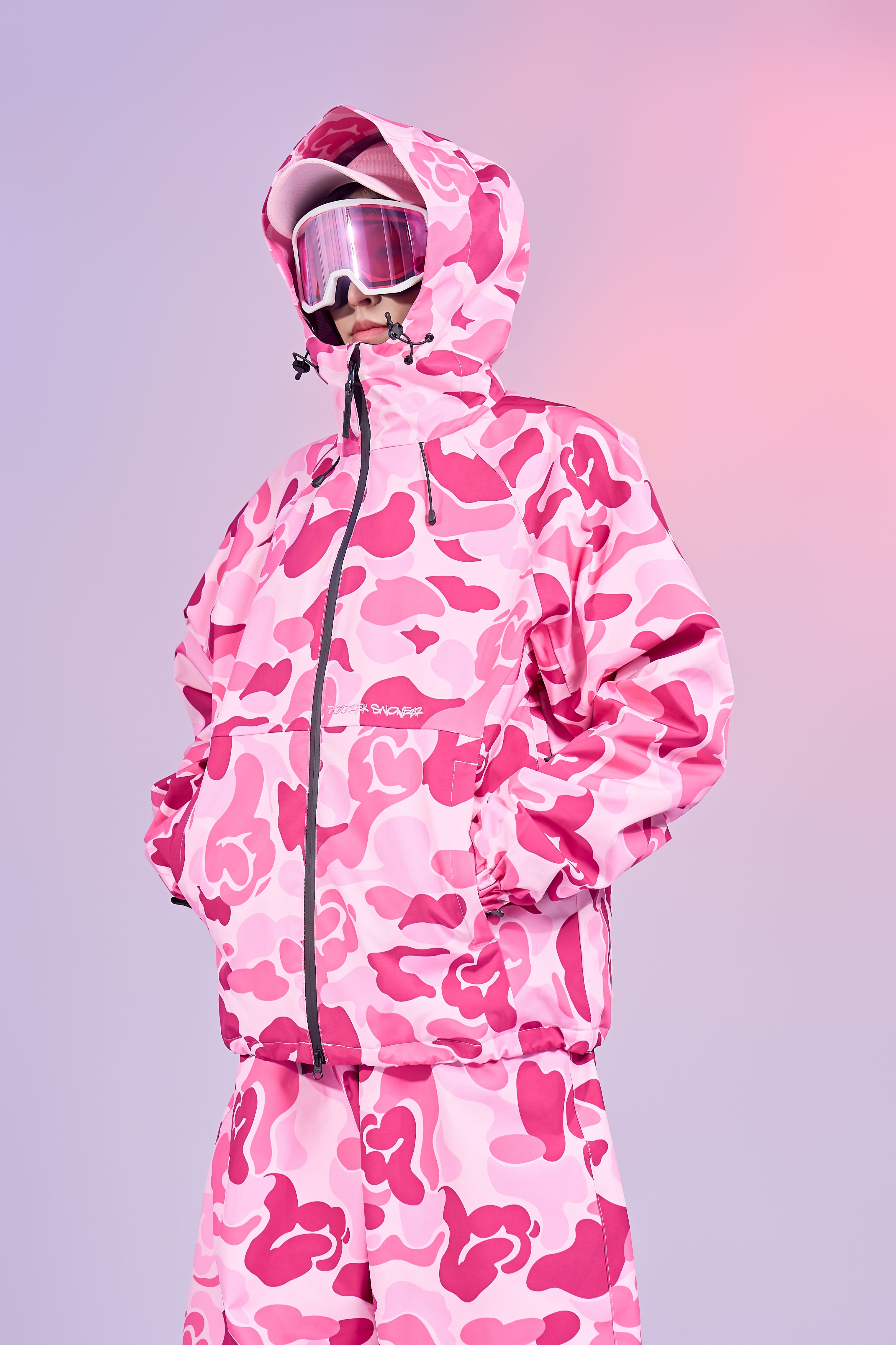 20K Waterproof 3-Layer Insulated Pink Camo Snowboard Jacket – Unisex | Doorek
