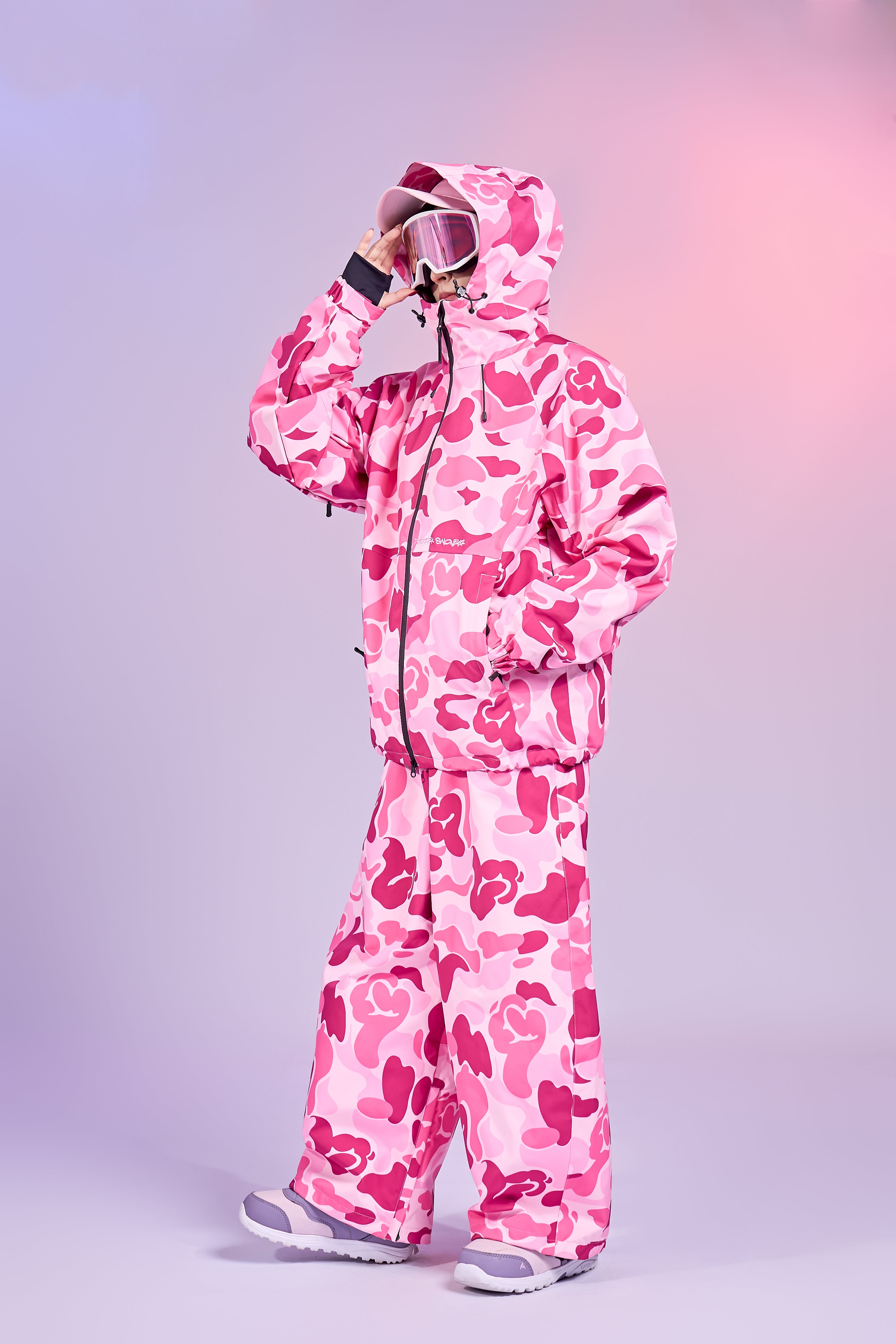 20K Waterproof 3-Layer Insulated Pink Camo Snowboard Jacket – Unisex | Doorek