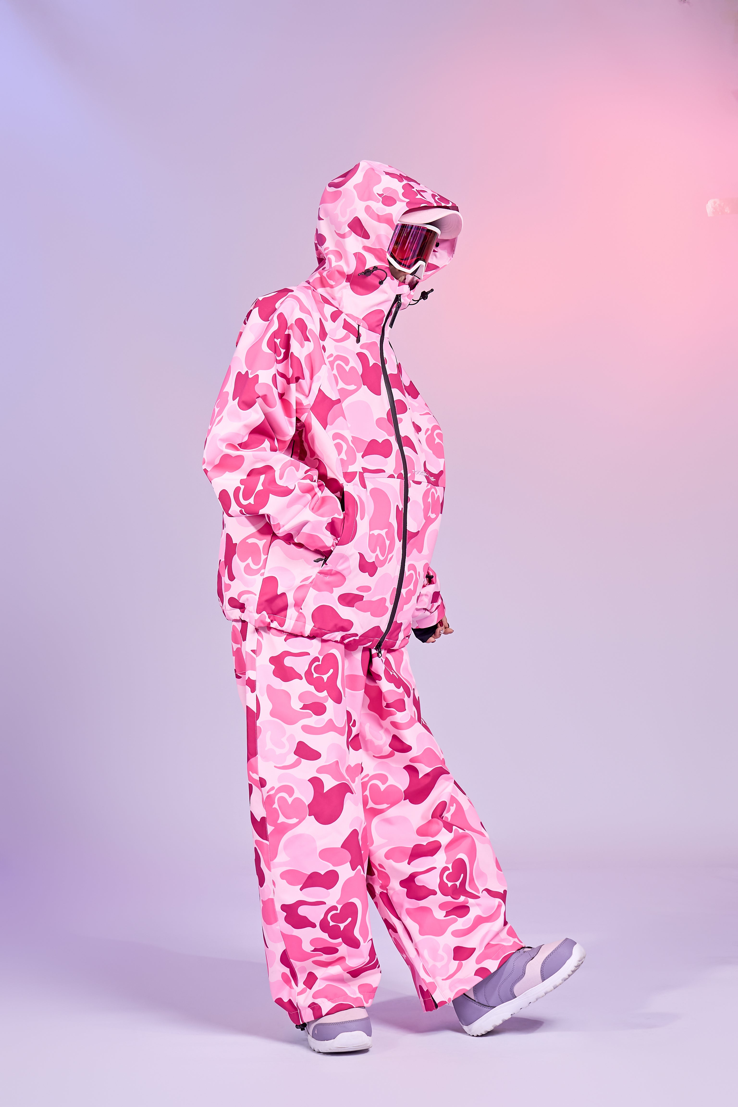 20K Waterproof 3-Layer Insulated Pink Camo Snowboard Jacket – Unisex | Doorek