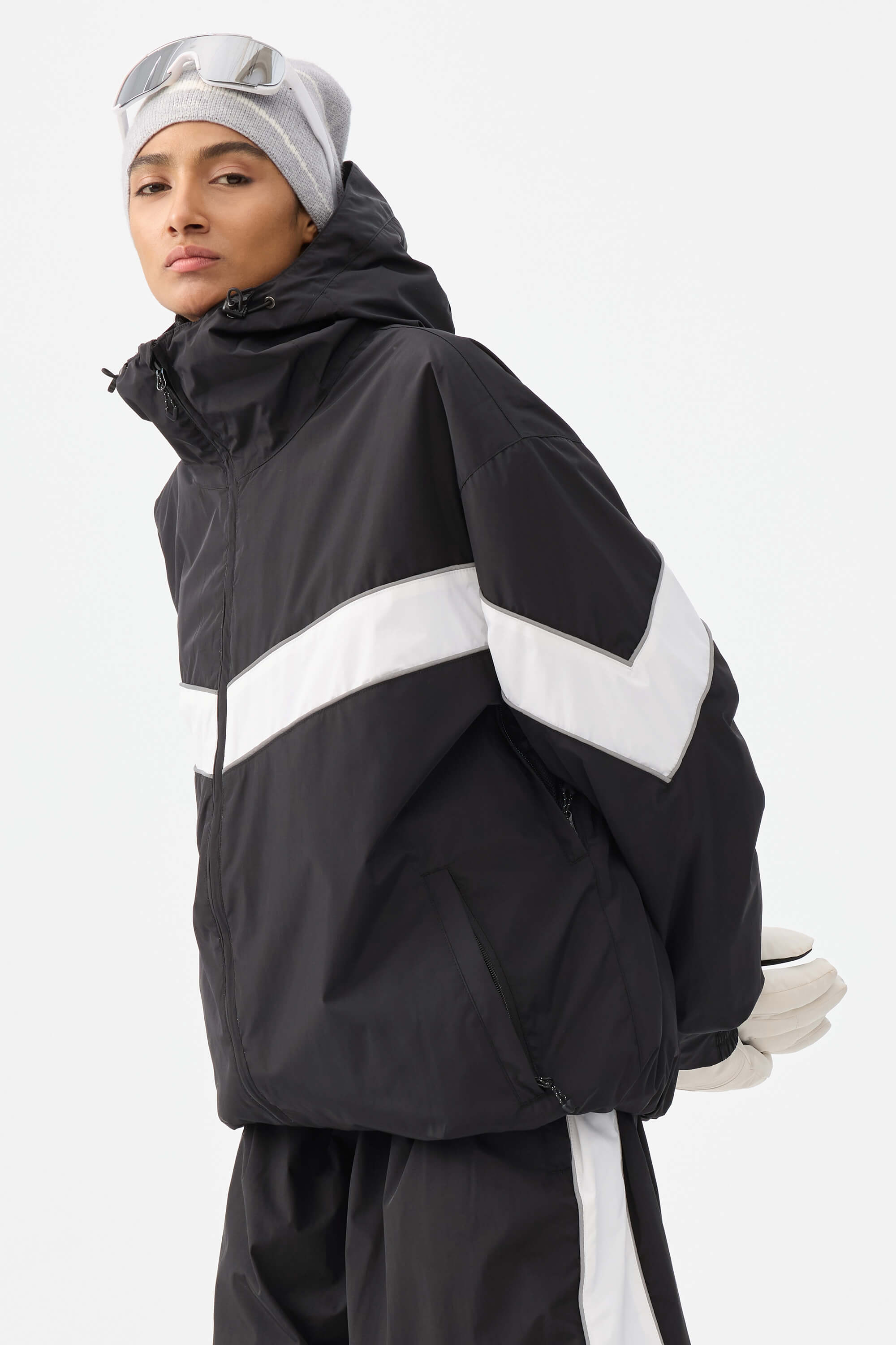 Retro Track Chevron Stripe Snow Jacket – Unisex | Gsou Snow