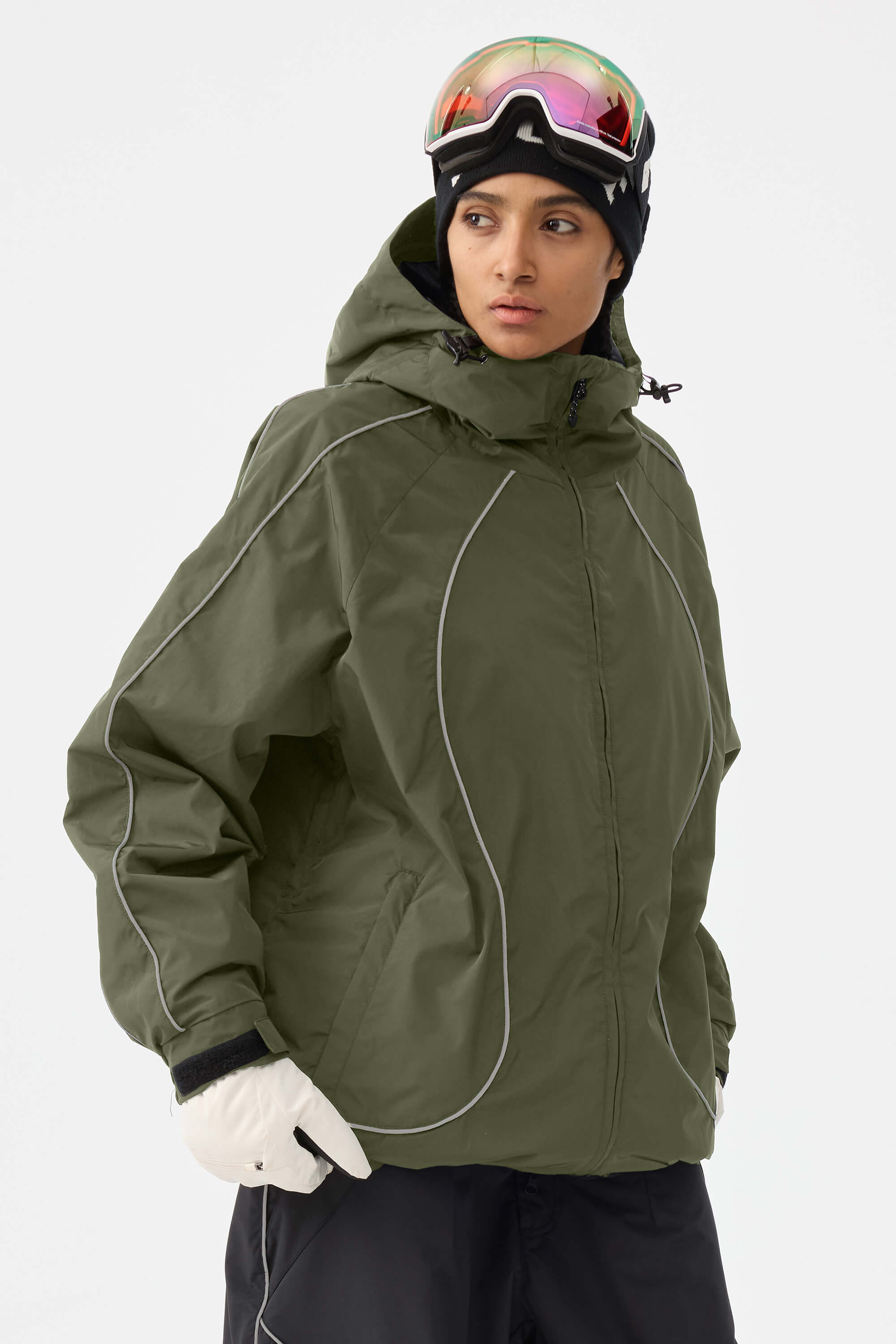 Retro Track Reflective Piping Snow Jacket – Unisex | Gsou Snow