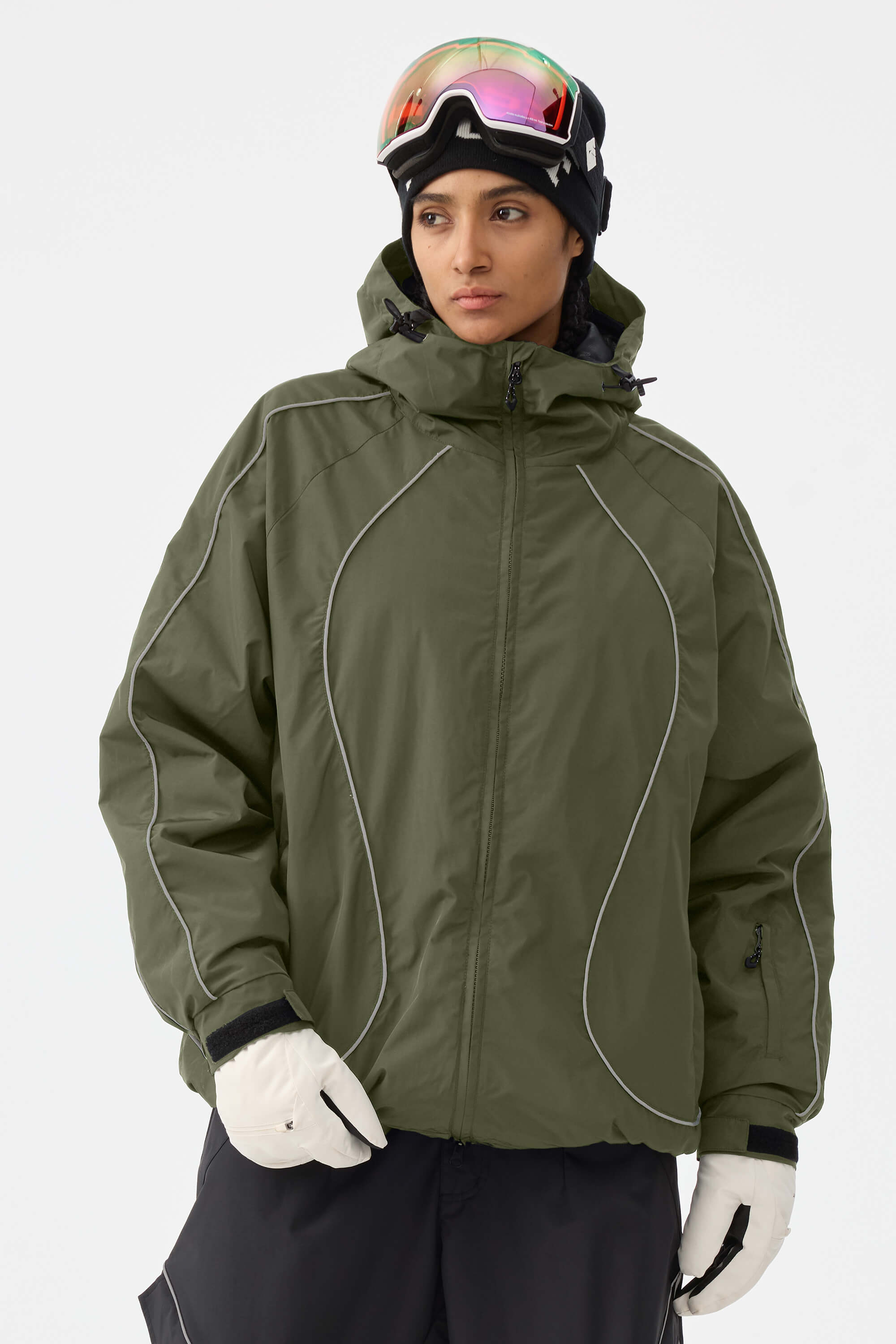 Retro Track Reflective Piping Snow Jacket – Unisex | Gsou Snow
