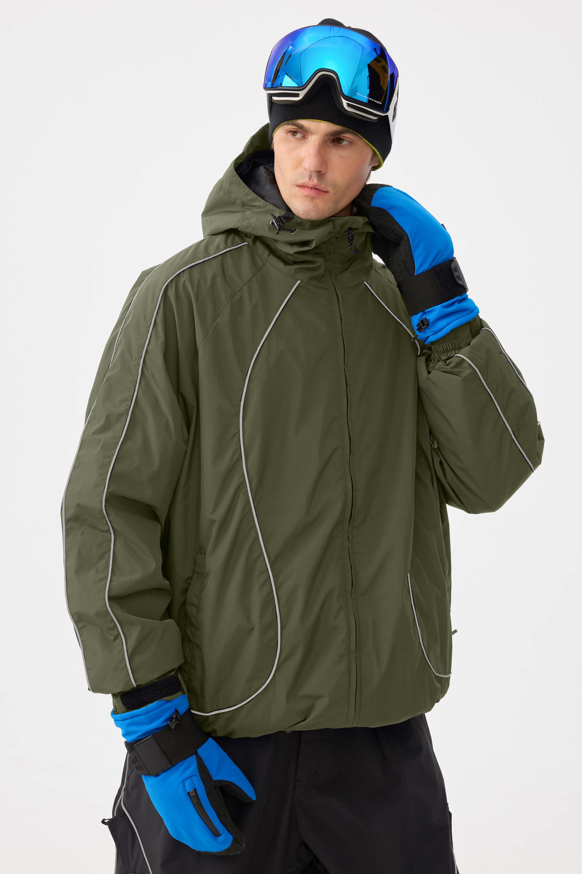 Retro Track Reflective Piping Snow Jacket – Unisex | Gsou Snow