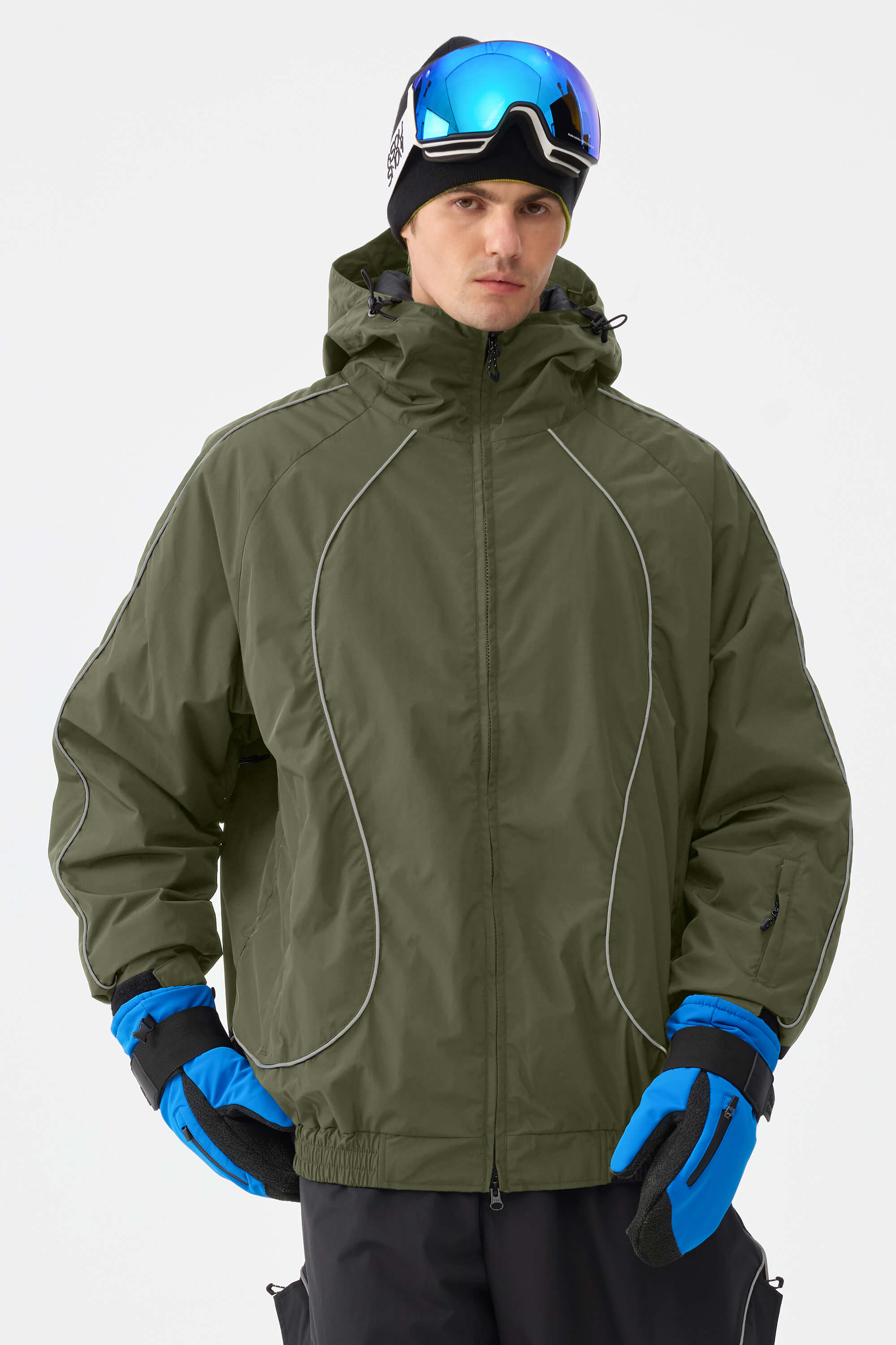 Retro Track Reflective Piping Snow Jacket – Unisex | Gsou Snow