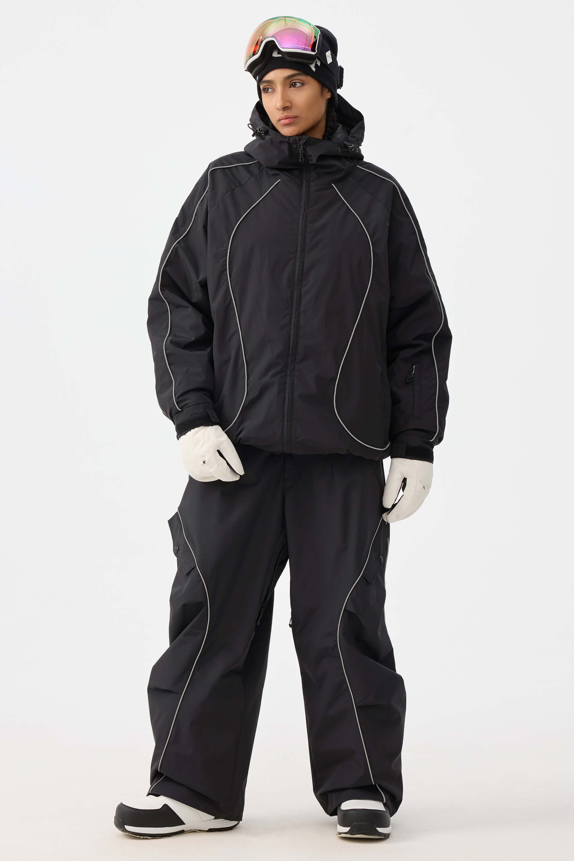 Retro Track Reflective Piping Snow Jacket – Unisex | Gsou Snow