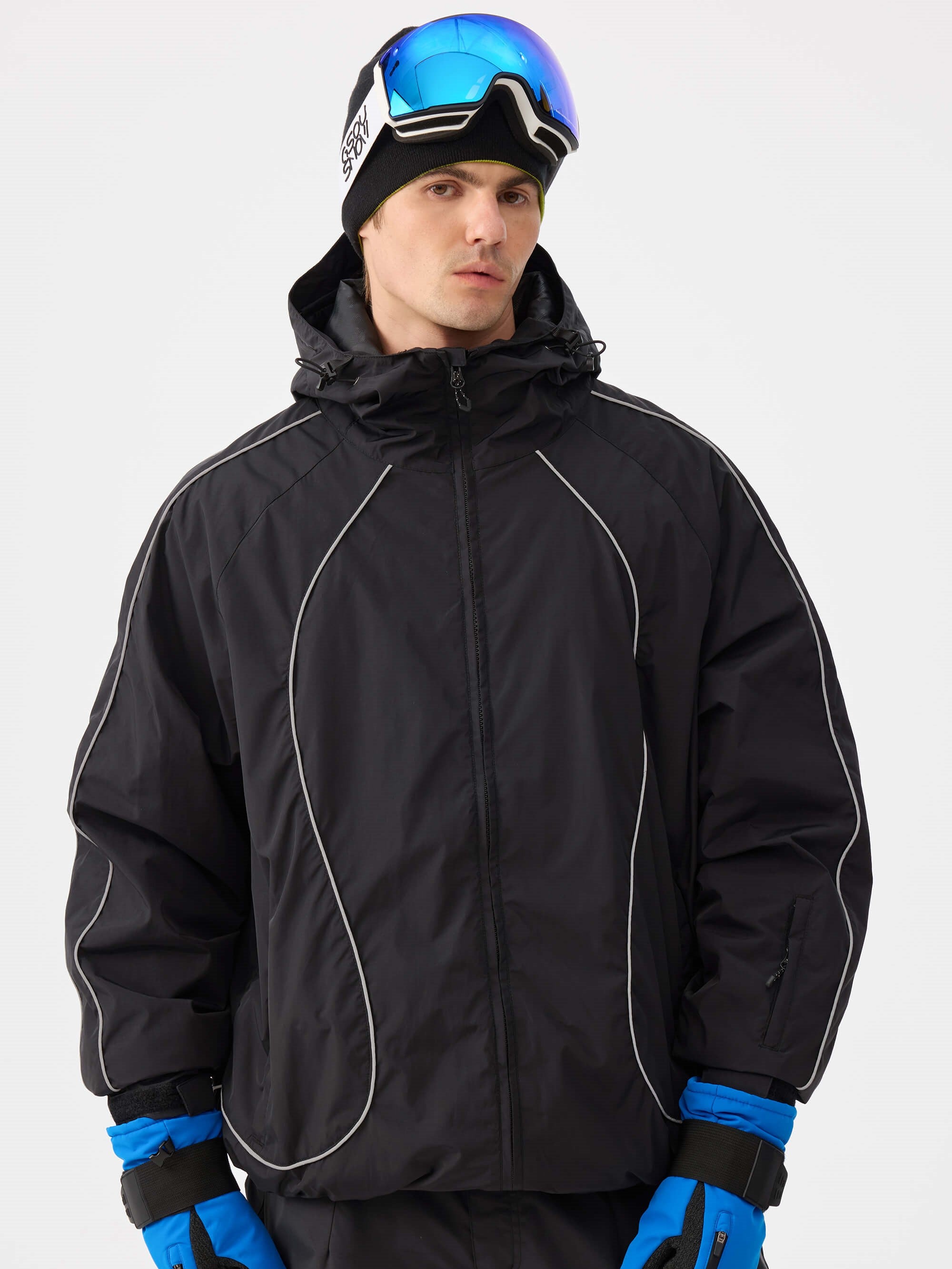 Retro Track Reflective Piping Snow Jacket – Unisex | Gsou Snow